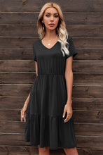 Load image into Gallery viewer, V-Neck Short Sleeve Tiered Dress
