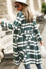 Load image into Gallery viewer, Plaid Double-Breasted Lapel Collar Belted Coat
