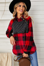 Load image into Gallery viewer, Plaid Raglan Sleeve Curved Hem Sweatshirt
