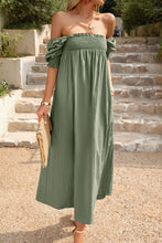 Load image into Gallery viewer, Smocked Square Neck Midi Dress with Pockets
