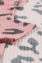 Load image into Gallery viewer, Leopard Color Block Waffle-Knit Henley Top
