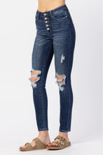Load image into Gallery viewer, Distressed Button Fly JUDY BLUE Jeans DIBS FLY
