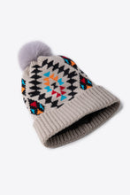 Load image into Gallery viewer, Geometric Pom-Pom Cuffed Beanie
