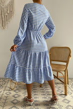 Load image into Gallery viewer, Plaid Cutout Twist Front Midi Dress
