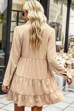 Load image into Gallery viewer, Decorative Button Johnny Collar Tiered Dress
