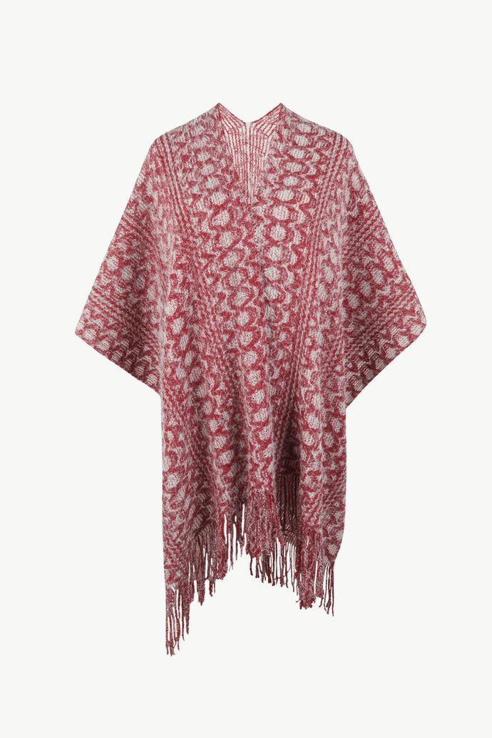 Fringe Hem Open Front Poncho