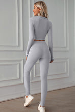 Load image into Gallery viewer, Zip Up Cropped Top and Leggings Yoga Set
