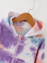 Load image into Gallery viewer, Girls Tie-Dye Zip Up Terrycloth Hooded Jacket
