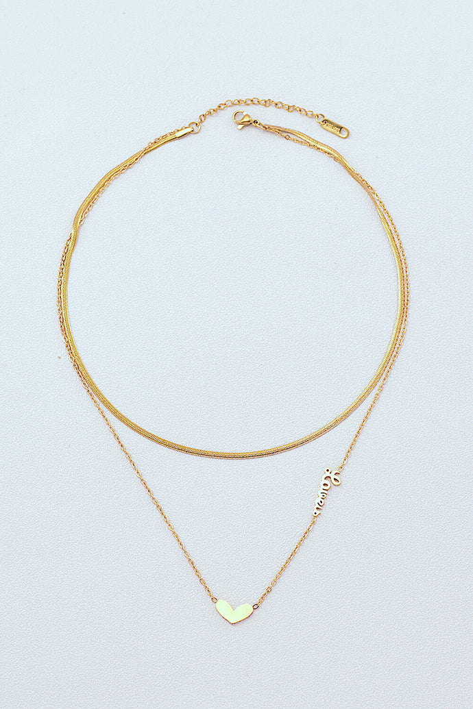 More to Give Heart Pendant Double-Layered Necklace