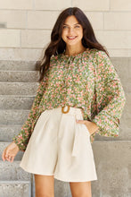 Load image into Gallery viewer, HEYSON She&#39;s Blossoming Full Size Balloon Sleeve Floral Blouse
