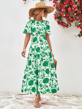 Load image into Gallery viewer, Floral Round Neck Tied Open Back Dress
