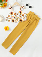 Load image into Gallery viewer, Sunflower Print Tank and Paperbag Waist Pants Set
