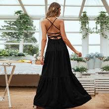 Load image into Gallery viewer, Lace-Up Tiered Maxi Dress
