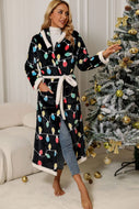 Christmas Belted Hooded Flannel Robe