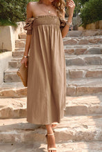 Load image into Gallery viewer, Smocked Square Neck Midi Dress with Pockets
