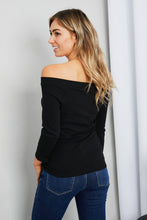 Load image into Gallery viewer, Culture Code Buttoned Off-Shoulder Ribbed Top
