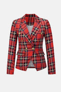 Plaid Buttoned Tulip Hem Blazer