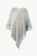 Load image into Gallery viewer, Color Block V-Neck Brushed Poncho
