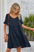 Load image into Gallery viewer, V-Neck Flounce Sleeve Tiered Dress
