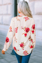 Load image into Gallery viewer, Floral Notched Curved Hem Blouse
