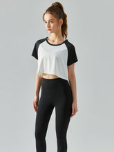 Load image into Gallery viewer, Round Neck Raglan Sleeve Cropped Sports Top
