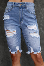 Load image into Gallery viewer, Distressed Frayed Hem Denim Bermuda Shorts
