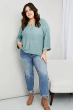 Load image into Gallery viewer, Mine and E&amp;M Full Size Three-Quarter Sleeve Notched Sweater
