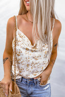Floral Cowl Neck Adjustable Strap Cami