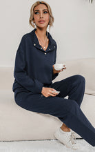 Load image into Gallery viewer, Snap Collar Top and Lounge Pants Set
