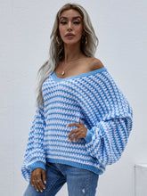 Load image into Gallery viewer, Striped Horizontal Ribbing Scoop Neck Sweater
