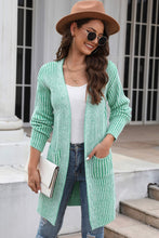 Load image into Gallery viewer, Open Front Dropped Shoulder Pocket Longline Cardigan
