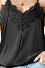 Load image into Gallery viewer, Lace Trim Buttoned Spaghetti Strap Bodysuit

