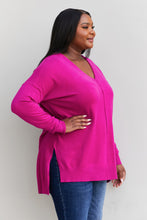 Load image into Gallery viewer, Zenana Sweater Weather Full Size Center Seam Tunic Sweater in Magenta
