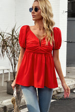 Load image into Gallery viewer, Notched Neck Smocked Babydoll Top
