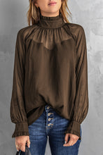 Load image into Gallery viewer, Frill Trim High Neck Sheer Blouse
