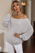 Load image into Gallery viewer, Waffle Knit Boat Neck Long Sleeve Blouse

