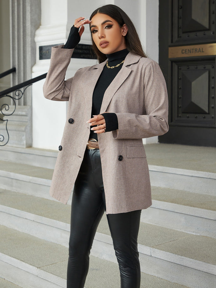 Double-Breasted Back Slit Blazer