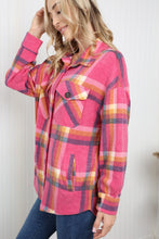 Load image into Gallery viewer, Zenana Pumpkin Spice Full Size Plaid Shacket in Fuchsia
