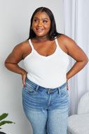 Zenana Full Size V-Neck Ribbed Cami in Ivory
