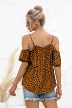 Load image into Gallery viewer, Printed Cold-Shoulder Frill Trim Blouse
