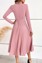 Load image into Gallery viewer, Ruffle Collar Pleated Long Sleeve Dress
