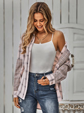 Load image into Gallery viewer, Plaid Button Down Curved Hem Shacket
