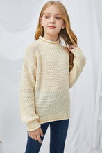 Load image into Gallery viewer, Girls Rolled Hem Dropped Shoulder Sweater

