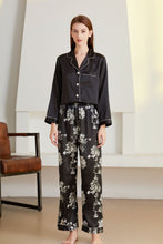 Load image into Gallery viewer, Satin Button-Up Lapel Collar Top and Pants Pajama Set
