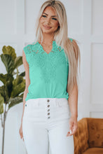 Load image into Gallery viewer, Split Neck Crochet Patchwork Tank Top
