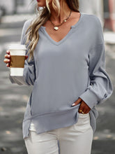 Load image into Gallery viewer, Slit Dropped Shoulder Notched Top
