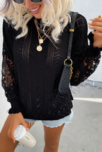 Load image into Gallery viewer, Spliced Lace Crochet Sleeve Sweater

