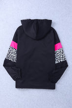 Load image into Gallery viewer, Leopard Color Block Zip-Up Hooded Jacket
