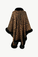 Load image into Gallery viewer, Animal Print Faux Fur Trim Poncho Jacket
