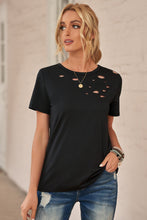 Load image into Gallery viewer, Distressed Short Sleeve Round Neck Tee
